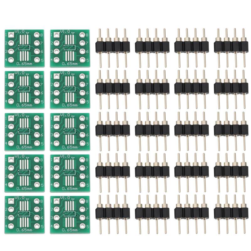 EMSea 10 Stück MSOP8 SOP8 SOIC8 auf DIP8 Konverter-Platine mit 4-poligem Vergoldetem Stift für die Reparatur Elektronischer Geräte Im Labor Heimwerkerindustrie von EMSea