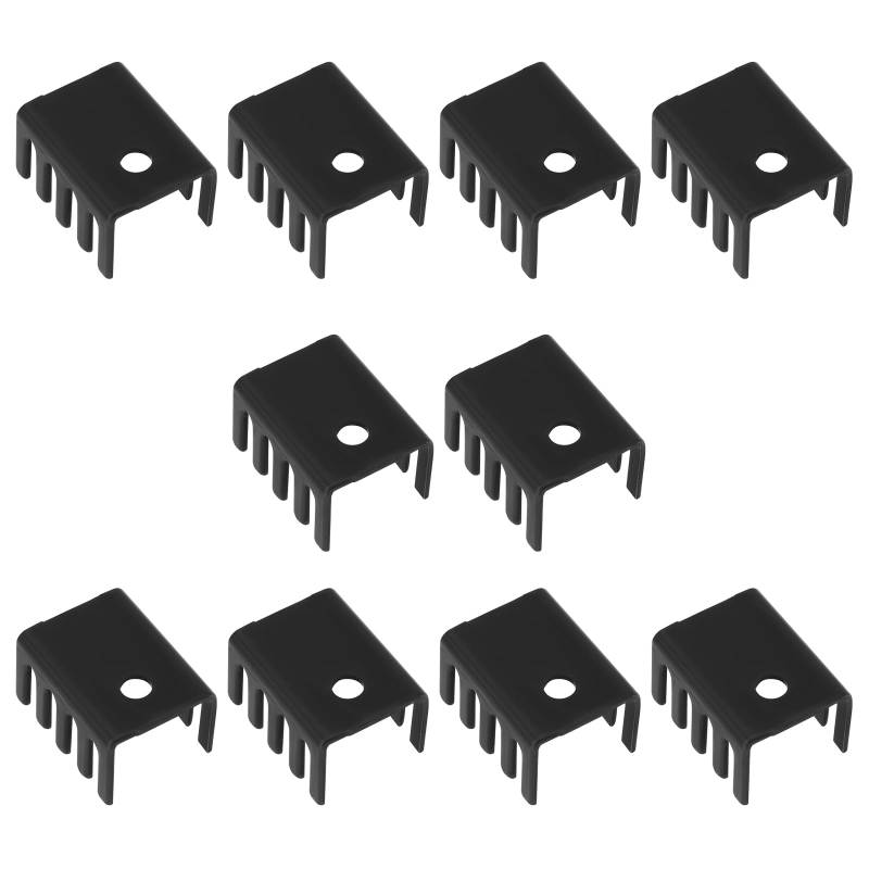 EMSea 10 Stück TO220 Transistor-Kühlkörper-Installationssatz aus Aluminiumlegierung 19 X 14 X 10 Mm Öffnung 3 Mm Geeignet für Spannungsreglertransistoren Schwarz von EMSea