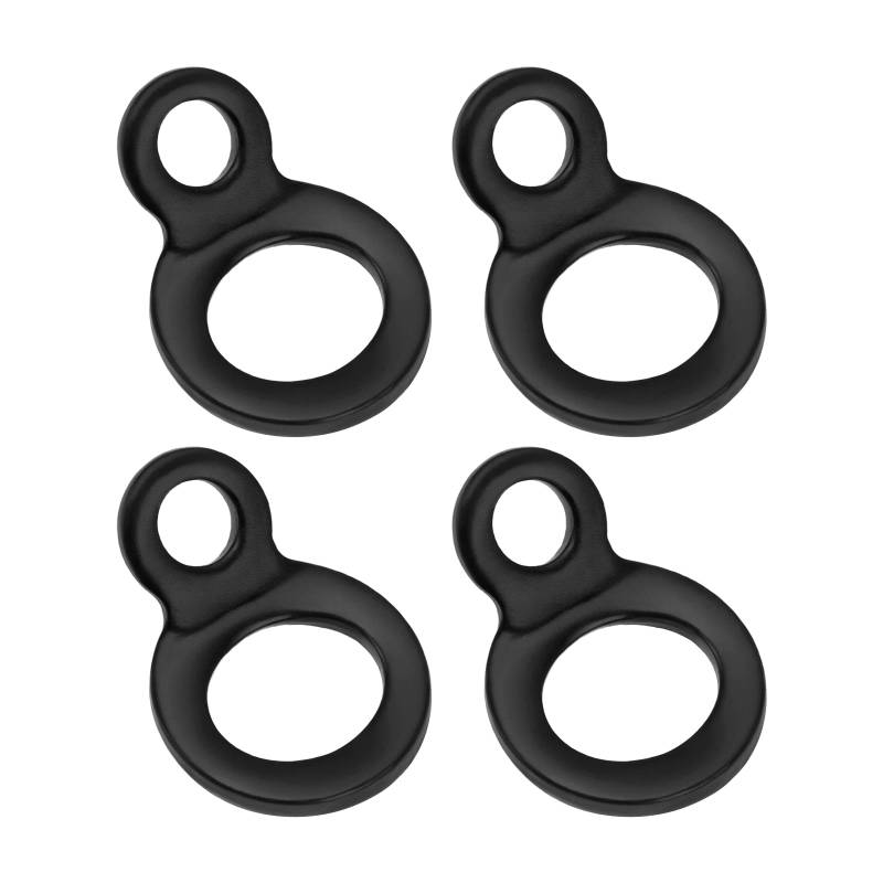 EMSea 4 Stück Edelstahl-Zugring, feste Seilschnalle, Zugring, Seilhaken, Länge 38 mm, Öffnung 9 mm und 18 mm, geeignet für Motorradanhänger und LKW, Schwarz von EMSea