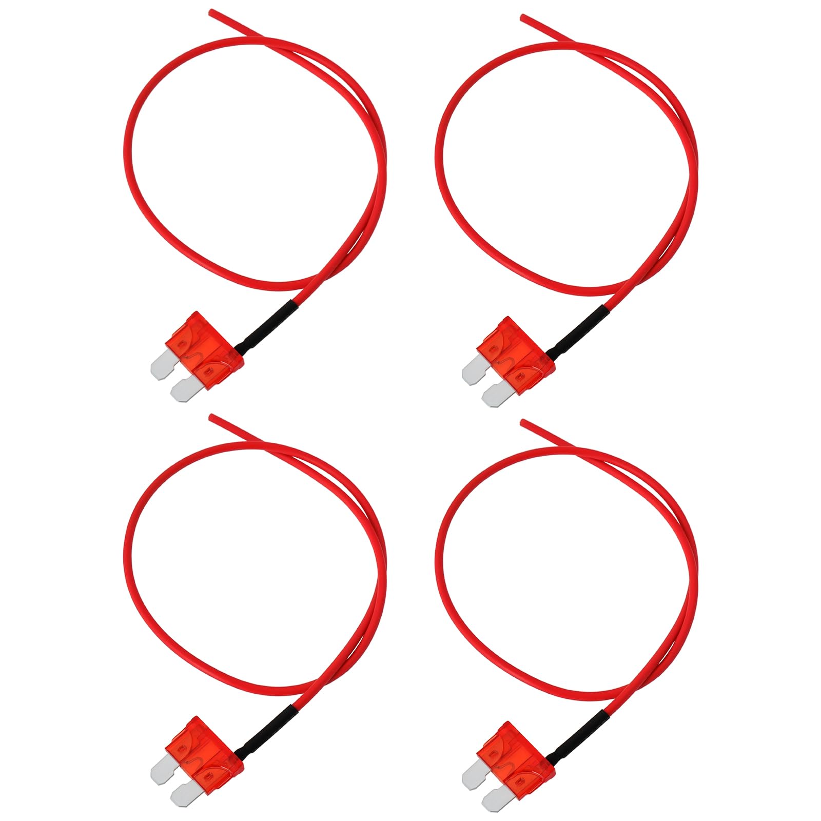 EMSea 4 Stück Standard-/ATC-Stecksicherung 10 A mit Kabelabgriff Leitungslänge 40 cm Kfz-ATC-Sicherung für Auto Fahrzeug-Sicherungskasten für Kfz-Elektriksysteme Rot von EMSea