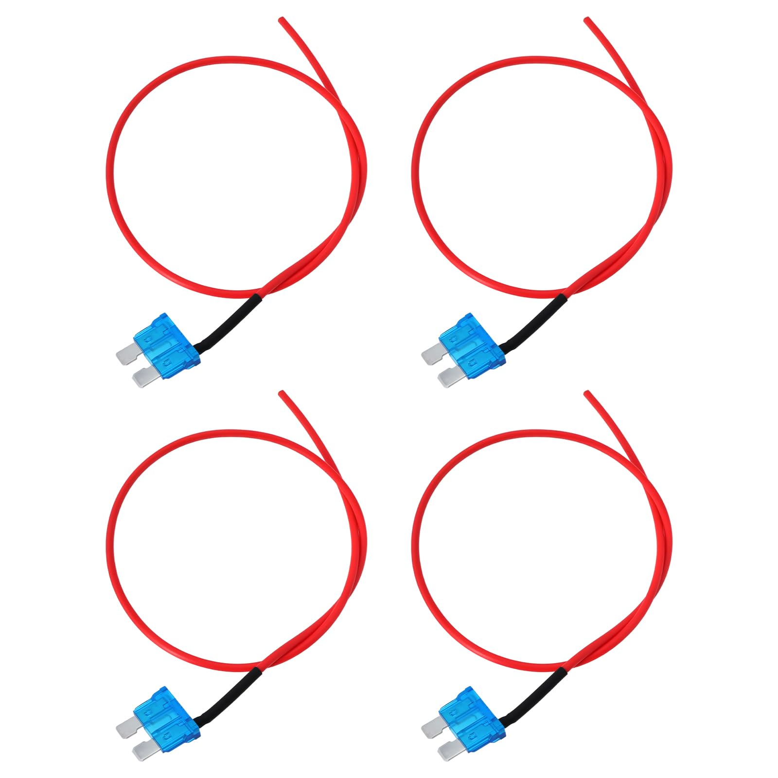 EMSea 4 Stück Standard-/ATC-Stecksicherung 15 A mit Kabelabgriff Leitungslänge 40 cm Kfz-ATC-Sicherung für Auto Fahrzeug-Sicherungskasten für Kfz-Elektriksysteme Rot/Blau von EMSea