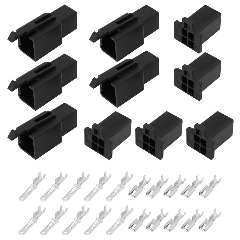 EMSea 5 Sets Auto 4 Pin 2,8 Mm Mini Elektrischer Kabelverbinder Serie 110 4 Wege Steckergehäuse Header für Motorrad Auto Boot Schwarz von EMSea