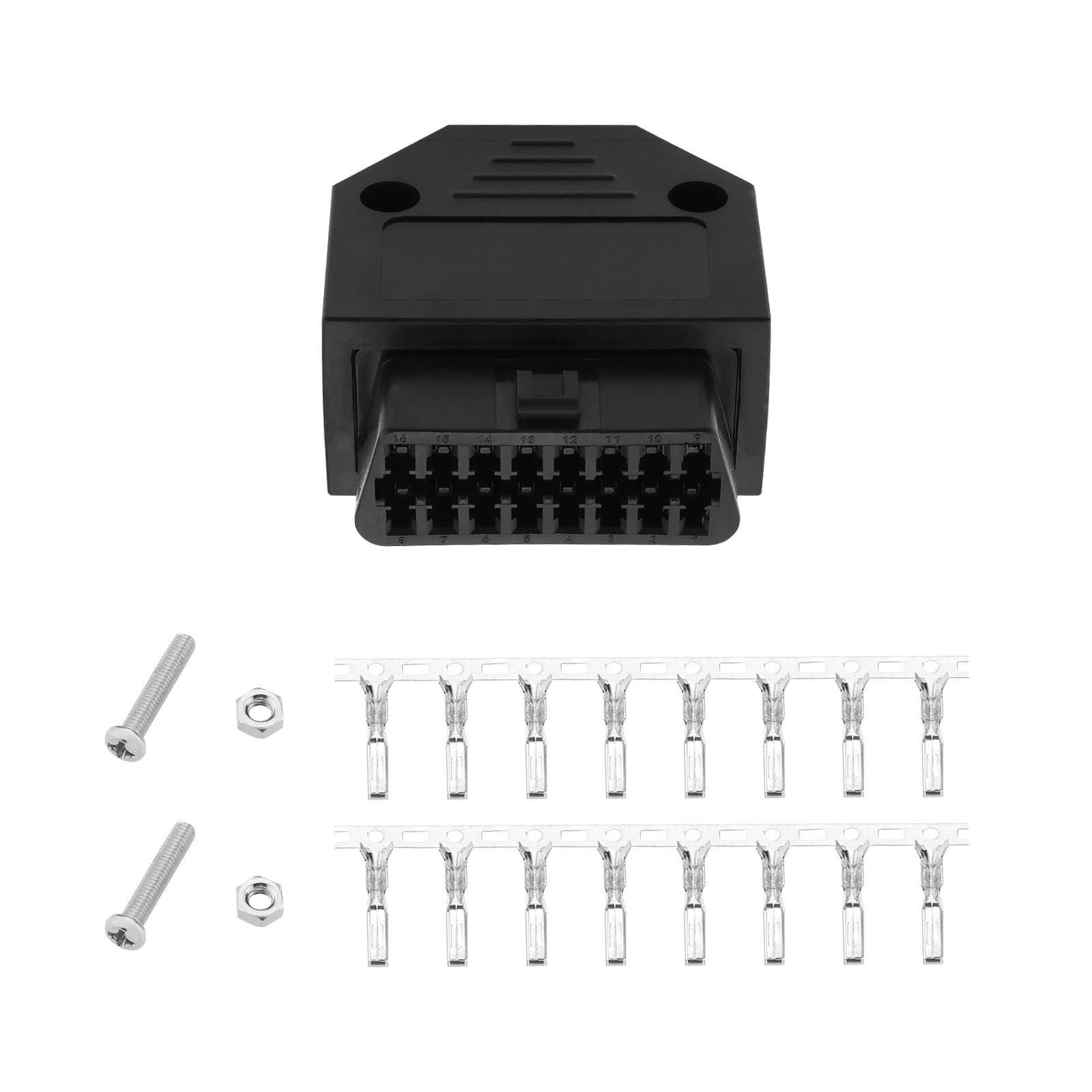 EMSea OBD2 Auto Diagnosegerät OBD II 16 Pin Stecker auf Buchse Fahrzeug Diagnose Extender Buchse mit Schrauben Diagnosewerkzeug (Schwarz) von EMSea