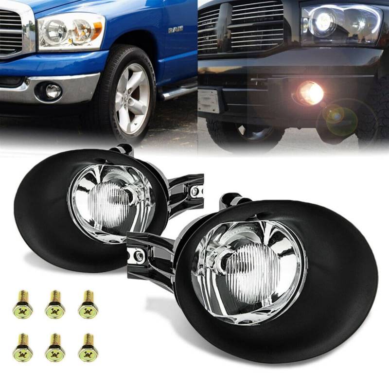 EMTOG Nebelscheinwerfer Montageset Frontstoßstange Lampe passend for Dodge Ram 1500 2500 3500 2002–2008 Autozubehör Abdeckung für Nebelscheinwerfer (Size : Fog Light Set) von EMTOG