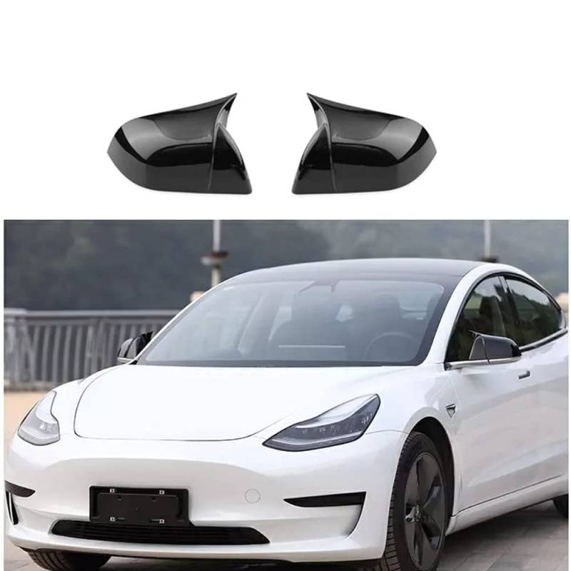 ENFILY 1 Paar Auto ABS Schwarze Hörner Seitenspiegel Abdeckung für Tesla Model Y Rückspiegel Abdeckung Gehäuse Auto Styling Dekoration Zubehör von ENFILY