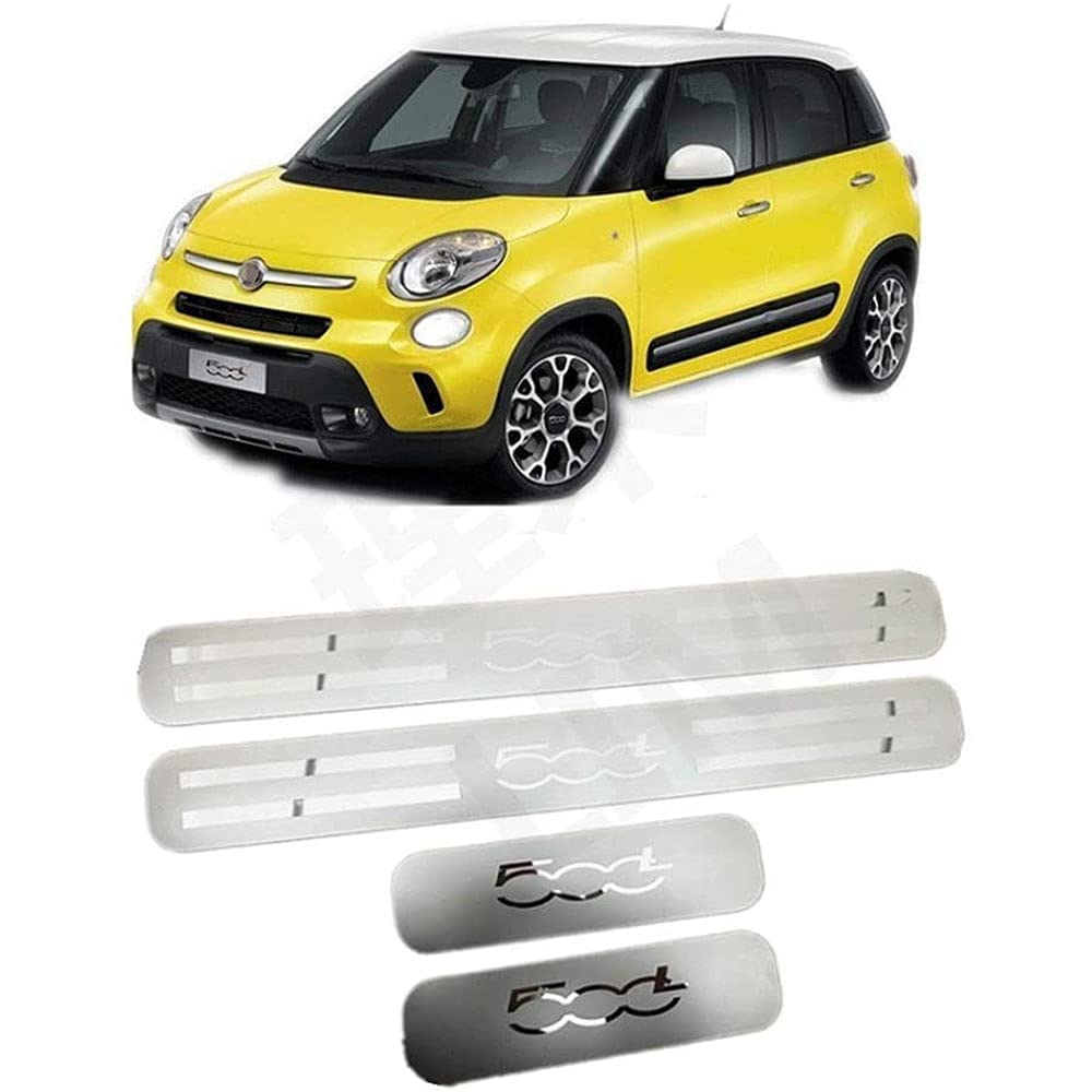 ENFILY 4 Stück Auto-Fensterbank aus Edelstahl für Fiat 500L 2014-2020, Willkommen Kick Plates Pedal Schutz Aufkleber Trim Auto Zubehör Kratzfeste Dekoration Styling von ENFILY