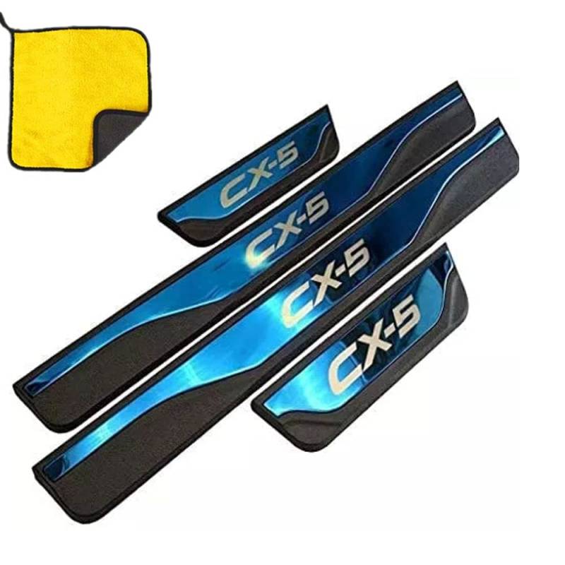 ENFILY 4 Stücke Für Mazda CX-5 CX5 CX 5 2013-2017 Edelstahl Auto Schwelle Schutz Einstiegsleisten, Pedal Door Sill Aufkleber Kratzschutz Abdeckung Dekor Zubehör (BLUE) von ENFILY