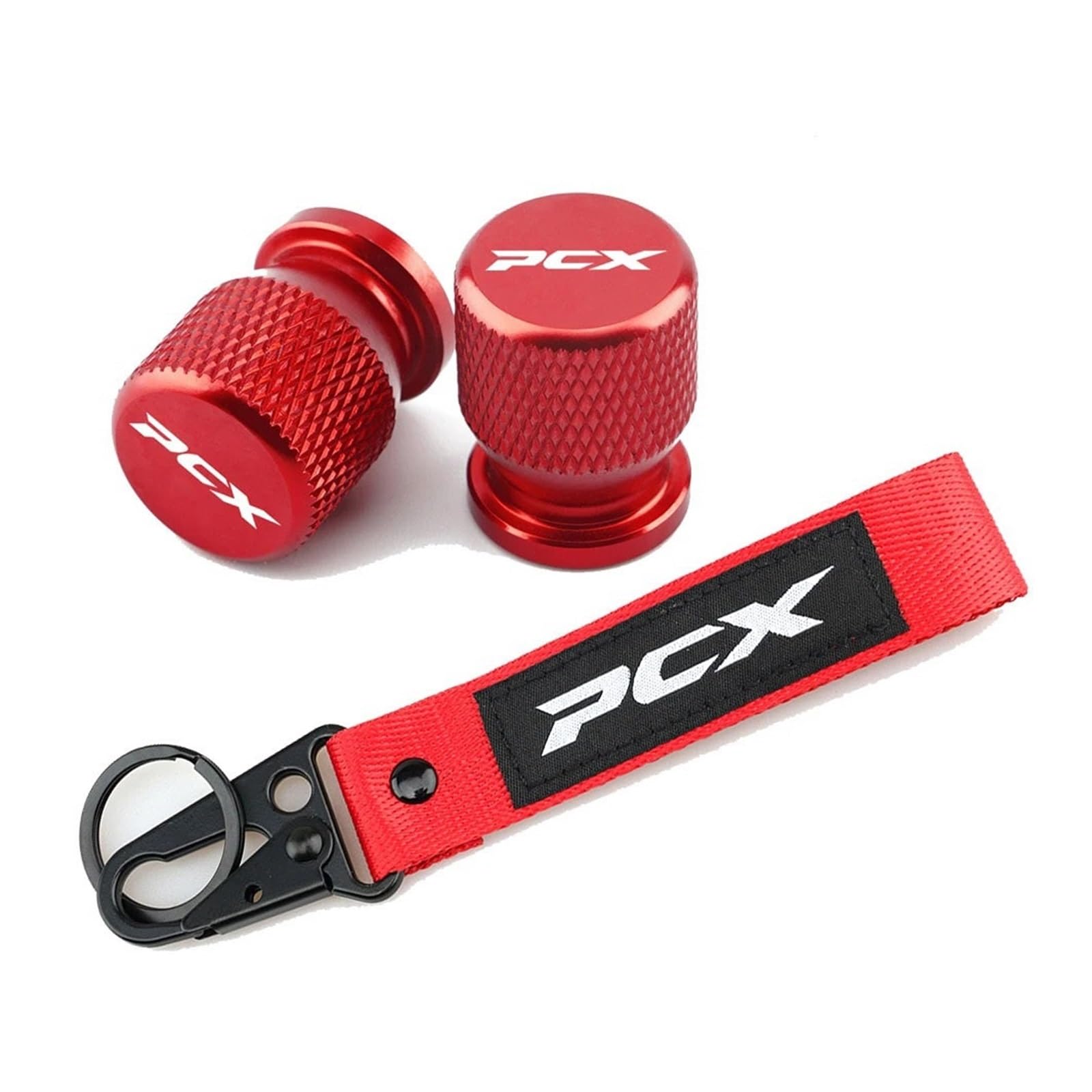 Motorrad-Ventilkernkappe Für Hon@&da PCX125 PCX150 PCX160 2010-2023 Motorcyle CNC Aluminium Zubehör Rad Reifen Ventilkappen Reifen Air Port Abdeckung Keychain(1 Set Red) von ENGEBS