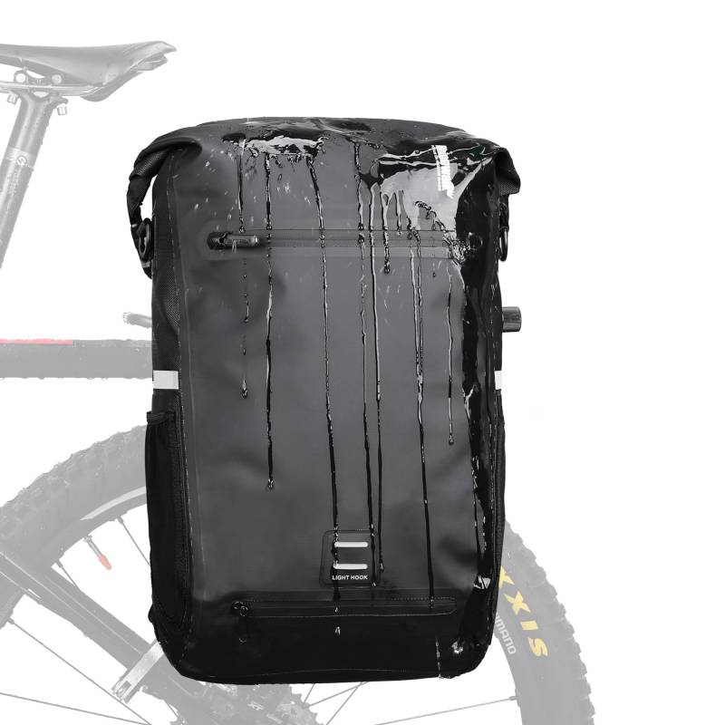 ENJOHOS Multifunktional Fahrradtaschen für Gepäckträger Fahrradrucksack Wasserdicht Fahrrad Gepäckträgertasche Seitentasche Fahrradtasche Laptop Reisetasche mit Helmnetz und Schultergurt, Schwarz-22L von ENJOHOS