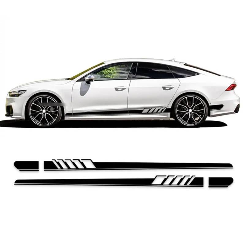 2 Stück Rennsport Autotür Seitenstreifen Rock Aufkleber Vinyl Aufkleber, für Audi A3 A4 A5 A6 A7 Q2 Q3 Q5 RS3 RS4 RS5 TT Zubehör von ENJOYOU