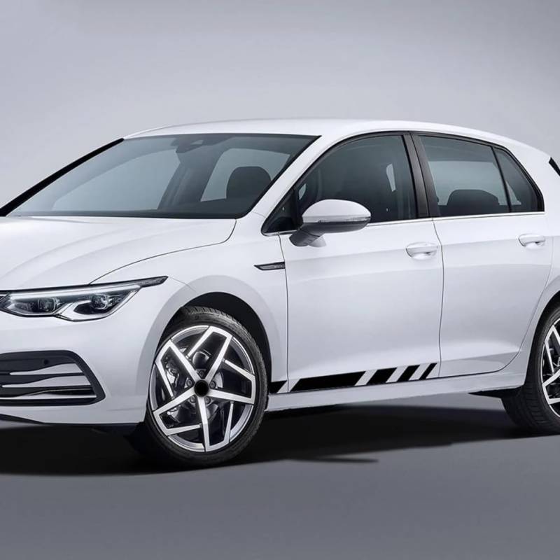 2 Stück Rennsportwagen Tür Seitenstreifen Rock Aufkleber, für VW Golf 8 MK8 R Line GTI GTD GTE 2020 2021 Zubehör von ENJOYOU