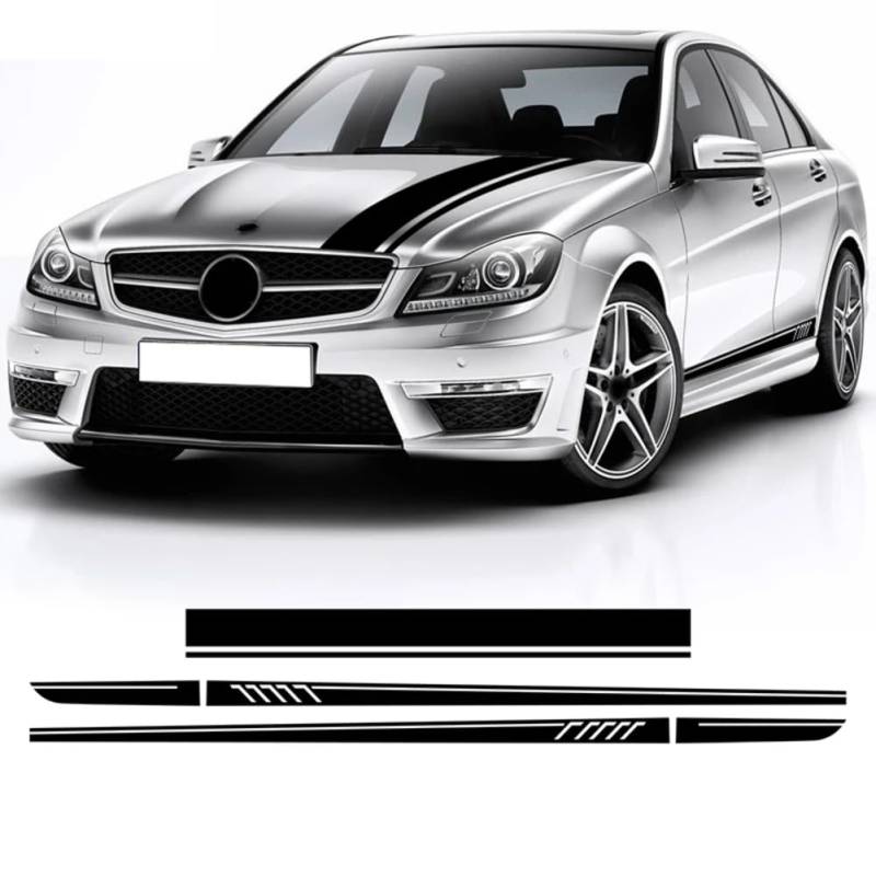 AMG Edition 1 Seitenstreifen Rockaufkleber Motorhaube Dach Kofferraum Body Kit Aufkleber, für M=ercedes B=ENZ C-Klasse W205 C63 C43 C205 A205 S205 von ENJOYOU