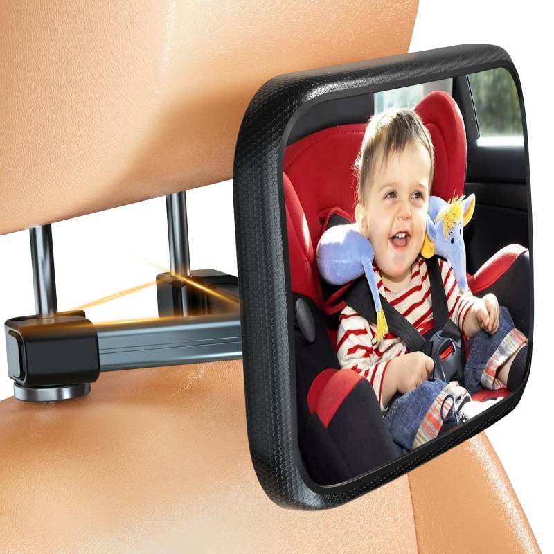 ENONEO 360° Autospiegel Baby Rücksitz [Upgrade], Bruchsicherer Rücksitzspiegel Auto Baby Rückbank Spiegel Kinderspiegel Auto Rückspiegel für Babyschalen und Reboarder-Kindersitze, Breiter & Deutlicher von ENONEO