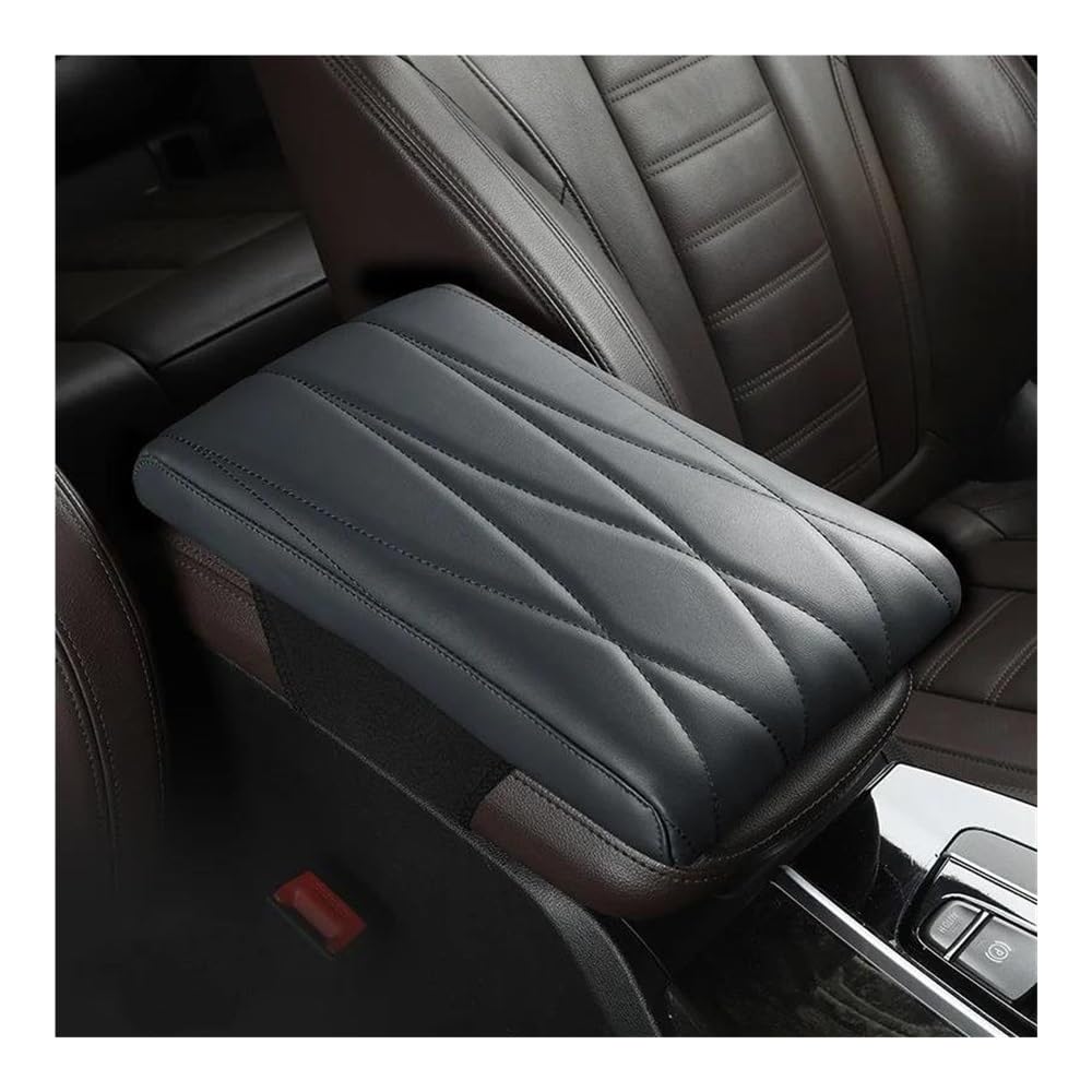 Auto Armlehnen Leder Memory Foam Auto Armlehnenmatte Booster Konsole Universal Mittelkissen Streifen Raute Sticken Armlehne Sitzbox(Blanc) von ENSAJRD