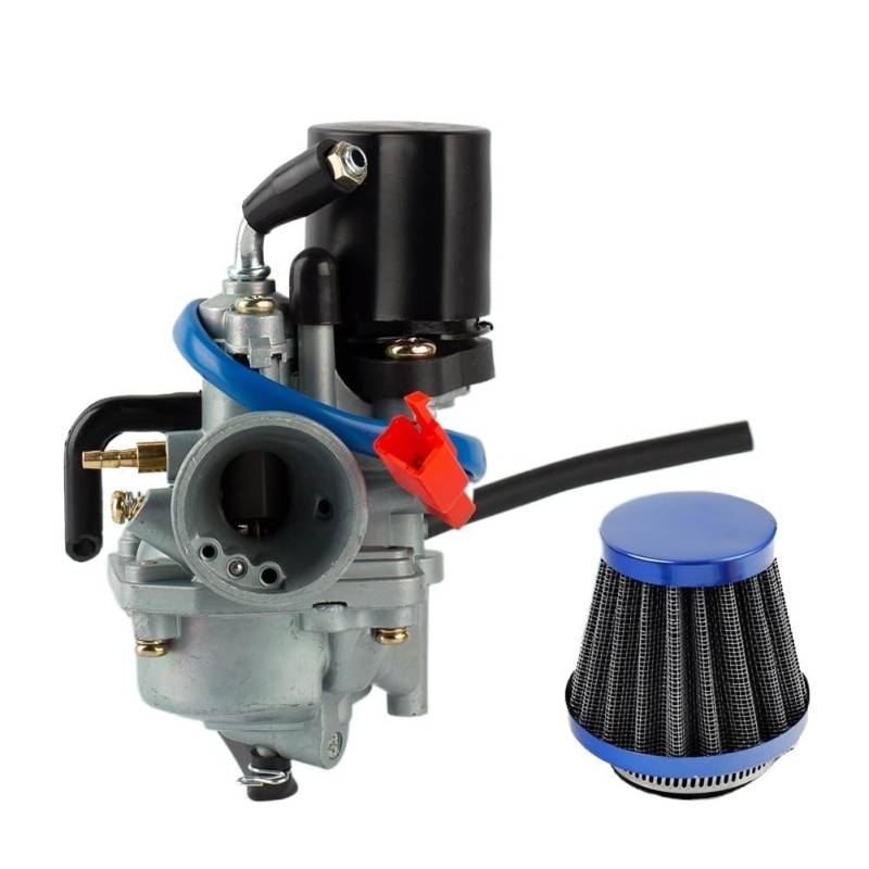 Motorrad-Vergaser Motorrad Roller Vergaser Mit Luftfilter Jog50 Vergaser Für Jog 50 50cc Für JOG90 PZ19J 19mm 2 Hub 1E40QMB Motorvergaser(JOG set blue) von ENSAJRD