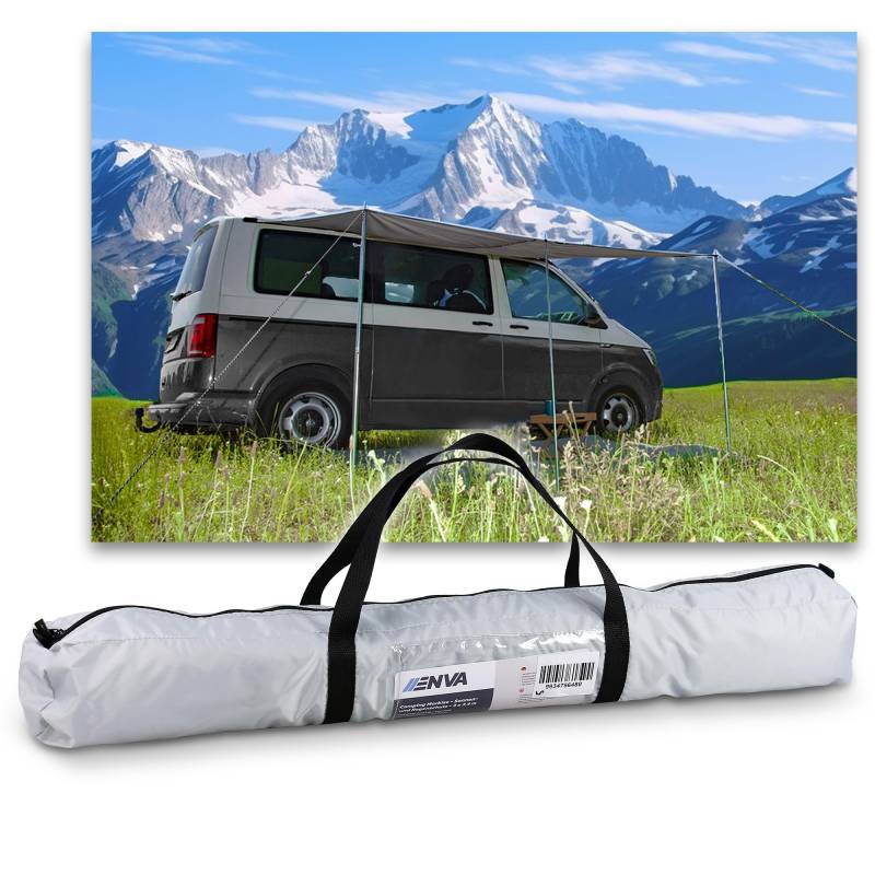 ENVA Camping Markise 3x2,4 m Sonnenschutz und Regenschutz Sunblocker für Wohnmobil, Wohnwagen und Camper reißfestes Sonnensegel aus 210D Oxford Polyester Vordach mit Kederleiste Ø5+8 mm von ENVA MADE FOR QUALITY