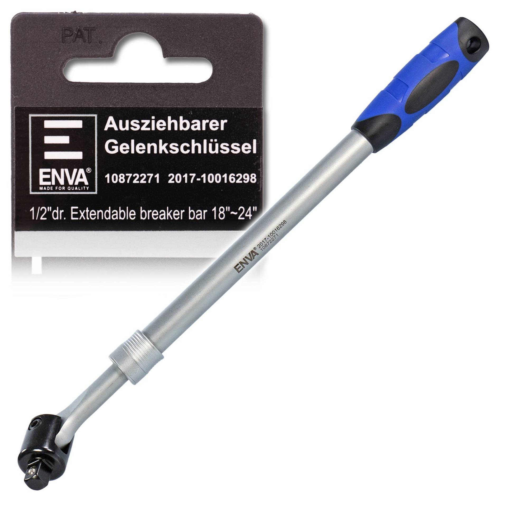 ENVA Gelenkschlüssel 1/2" Ausziehbar 460-610 mm mit rutschfestem Griff Teleskopgelenkhebel 12,5mm von ENVA MADE FOR QUALITY