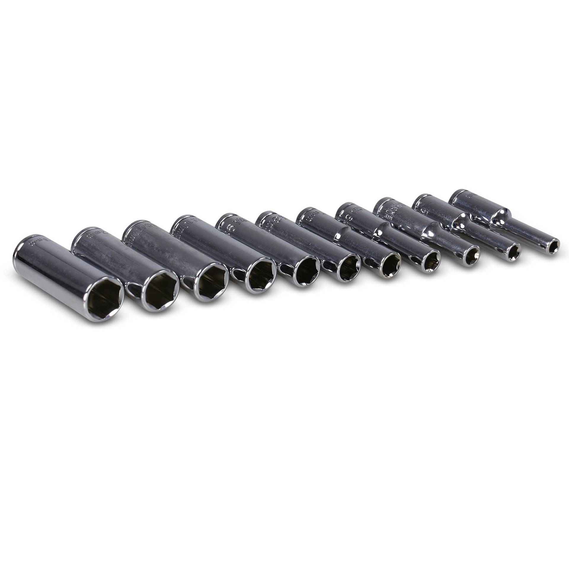 ENVA Hochwertiger Steckschlüssel Satz Sechskant 11TLG. Steckschlüsseleinsatz 1/4" Steckschlüssel Set 4-13mm inkl. extra Tiefe 50mm Nüsse für tieferliegende Schrauben von ENVA MADE FOR QUALITY