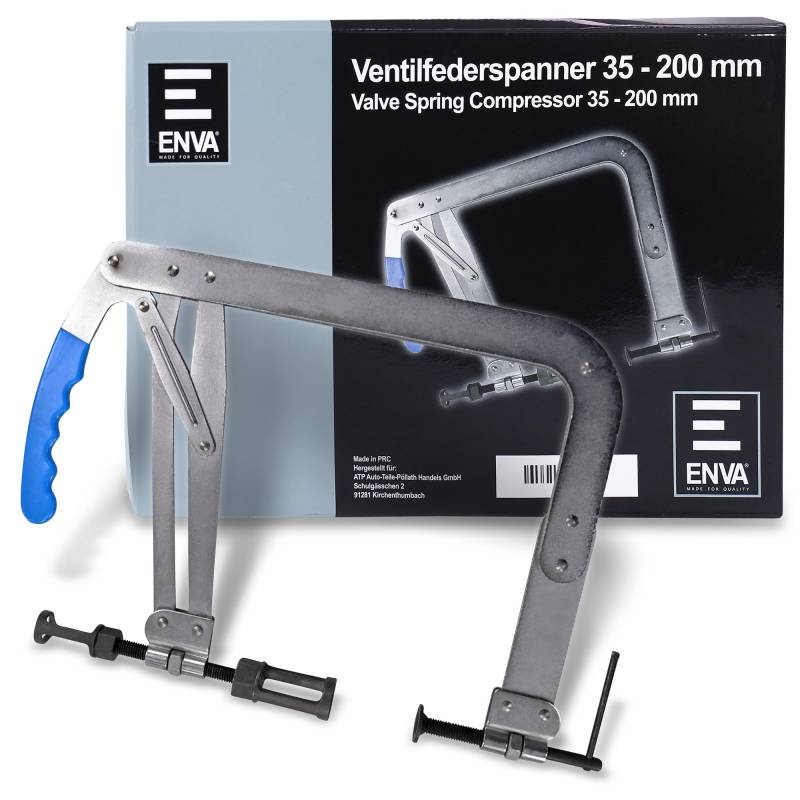 ENVA Ventilfederspanner 35-200 mm Ventilfederspannapparat für schnelles Spannen Ventilfederpresse Ventilwerkzeug KFZ inkl. Becher & Kugelspitzen + zweistufiger Adapter von ENVA MADE FOR QUALITY