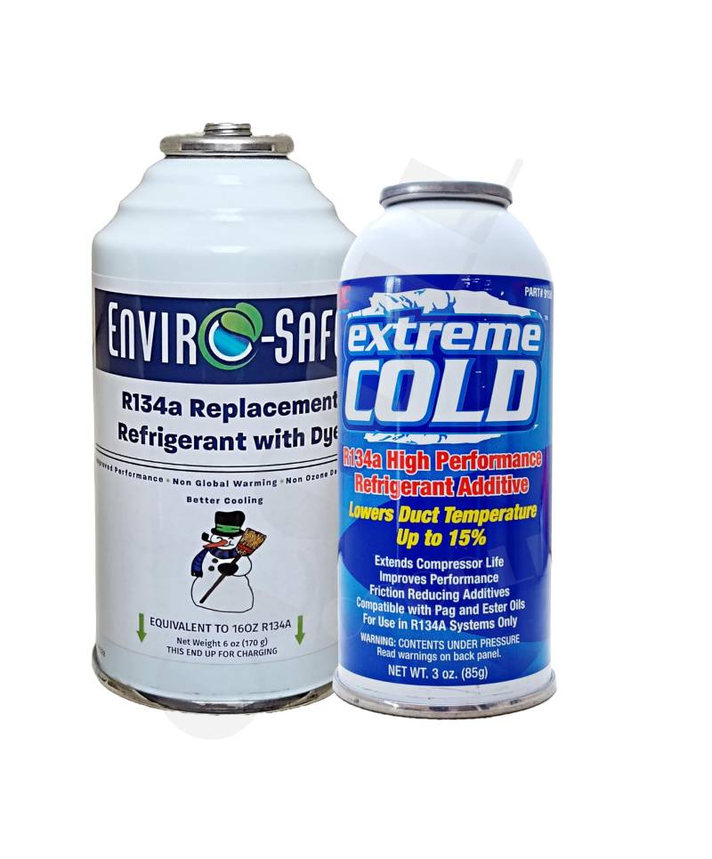 ENVIRO-SAFE R134a Ersatz Kältemittel mit Leckerkennung Replacement Refrigerant with Dye - Made in USA - 6 oz (134a w/Dye + 9150 Extreme Cold) von ENVIRO-SAFE