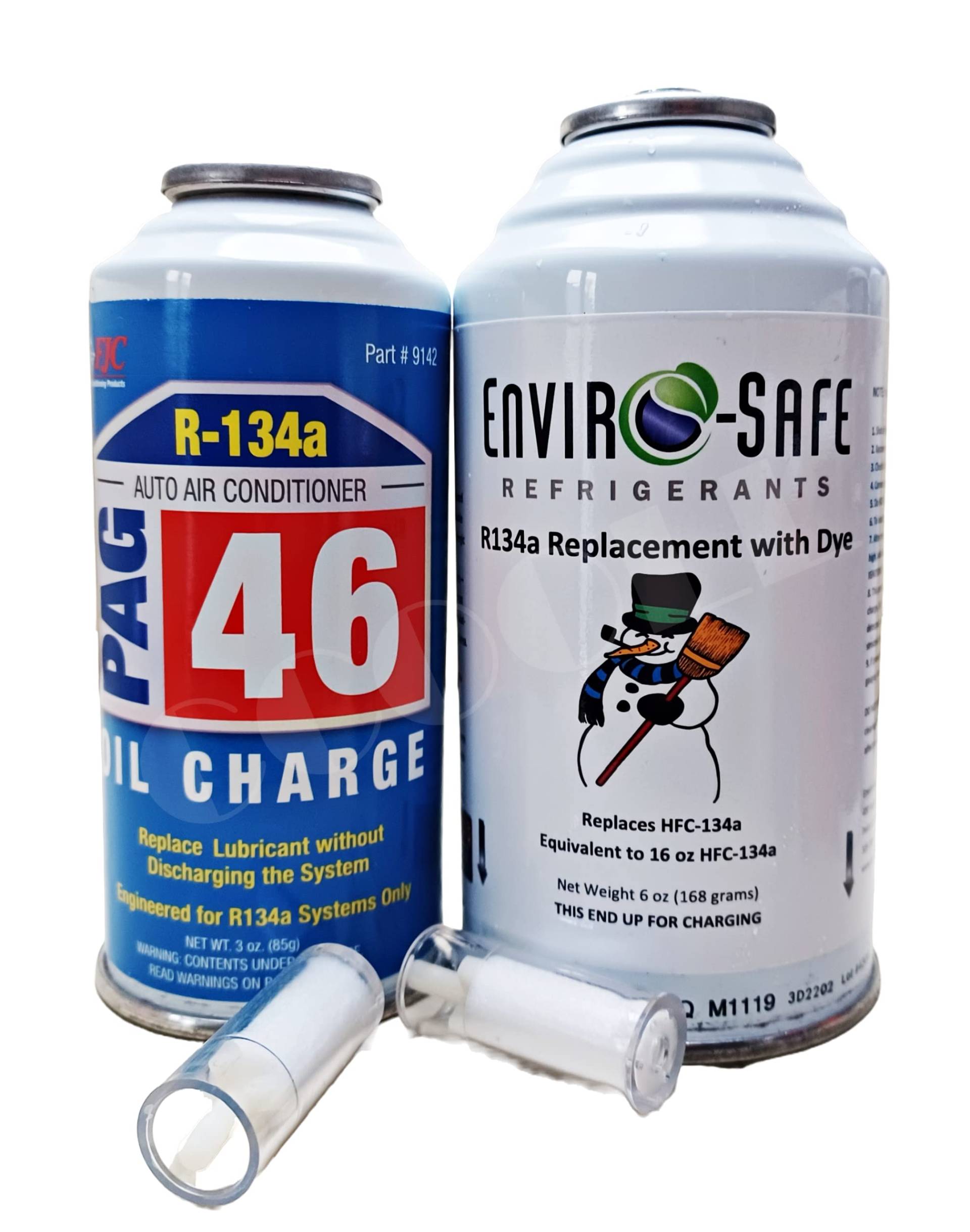 ENVIRO-SAFE R134a Kältemittel Ersatz Klima Gas für Auto A/C Klimaanlage Kühlmittel Klimamittel Refill Set (R134a+PAG46OIL) von ENVIRO-SAFE