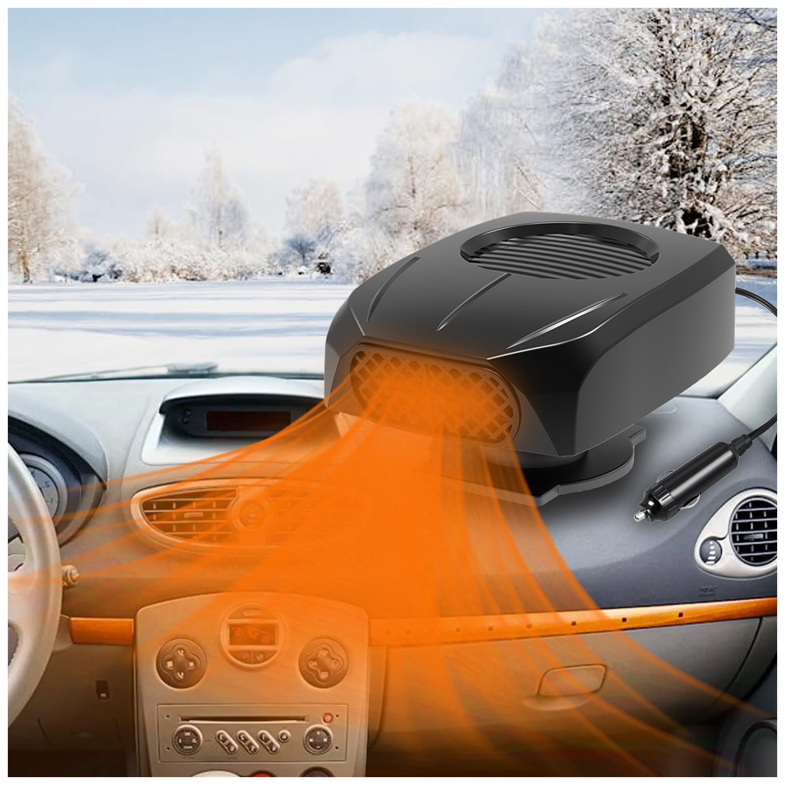 EONDEVO Schnelles Heizen Auto Heizlüfter, 3-in-1 Windschutzscheiben Defroster Demister 12V mit Universelle Kugelverstellung und Zwei Modi zum Winterliche Erwärmung Sicheres Fahren von EONDEVO