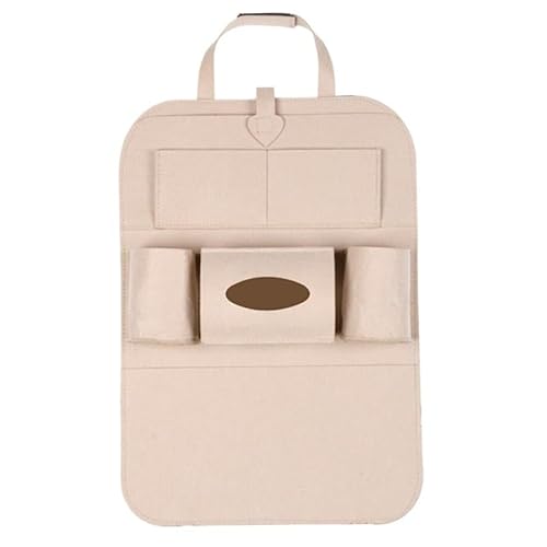 EPBRJMD 1 stück Universal Auto Rücksitz Aufbewahrungstasche Organizer Kofferraum Elastische Filz Aufbewahrungstasche 6 Taschen Organizer Hängen Auto Zubehör(Beige1) von EPBRJMD