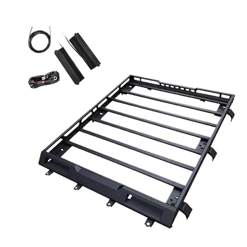 EPBRJMD Kompatibel for Suzuki Jimny JB64 JB74 2019 2020 2021 22 Top Dach Rack Schiene Gepäck Kreuz Bar Schiene Boxen Korb Aluminium Legierung(A with Light Holes) von EPBRJMD