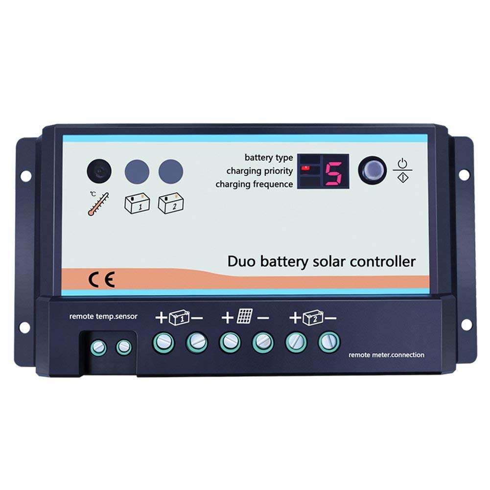 Epever Solarladeregler mit 2 Batterien, 20 A, 12 V, 24 V, Solarregler für Wohnmobil und Boote von EPEVER