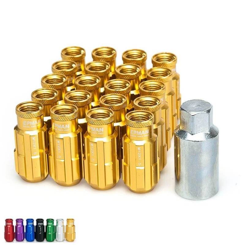 EPMAN Racing Lug Nuts M12 x 1,5 Arbeitsräder Open End Extended Turner mit Schlüssel Radmuttern Schraube von EPMAN