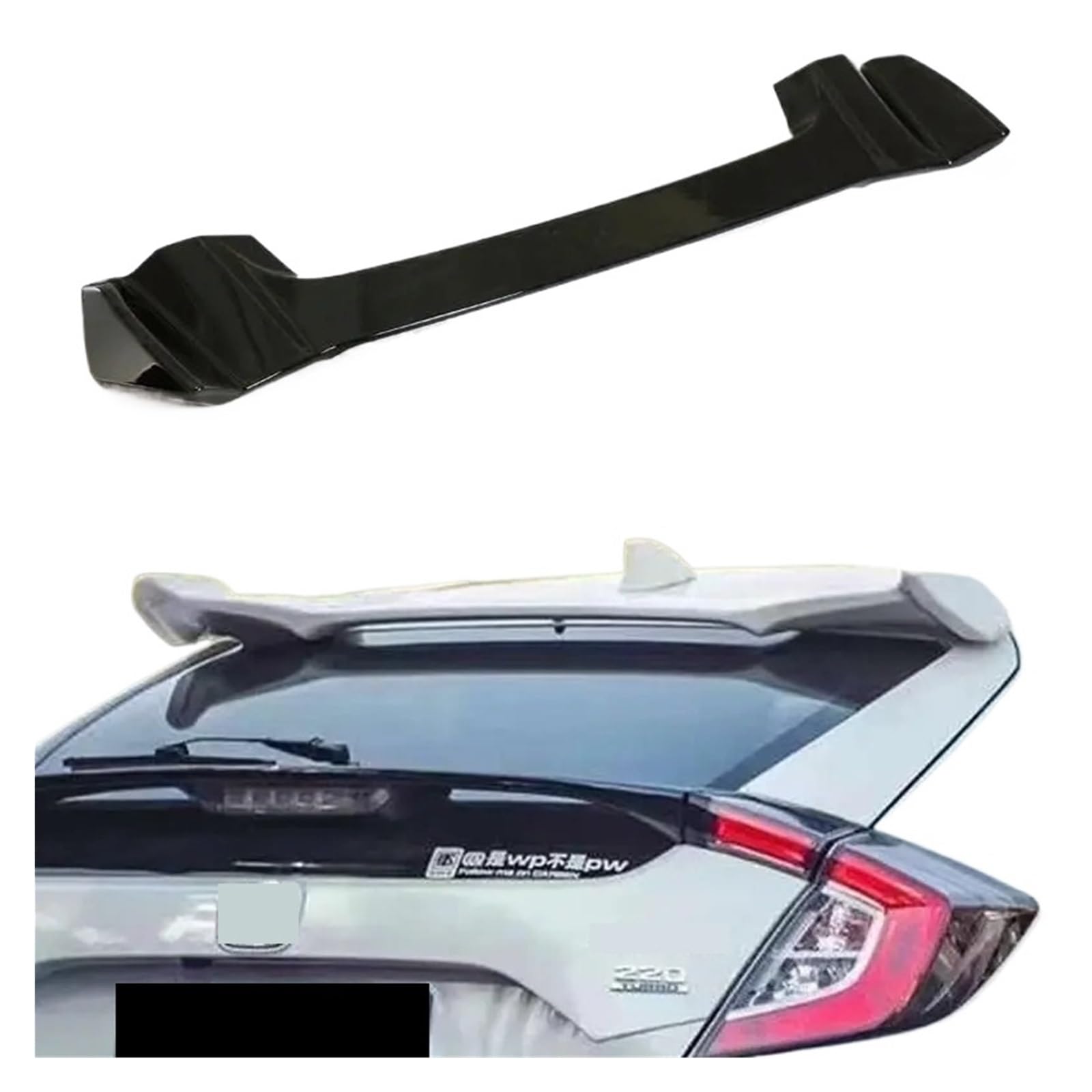 10. Kompatibel for Honda Gen Civic Schrägheck, hintere Dachabdeckung, Spoiler, Heckflügel, Diffusor, Auto-Modifikation(Glossy Black) von EPNYWJTE