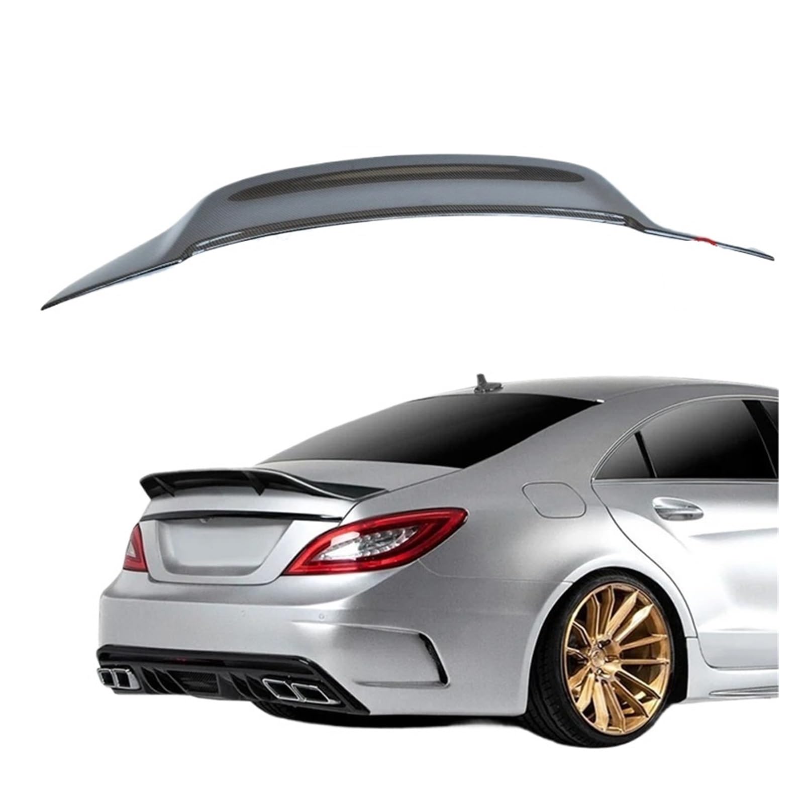 Auto Carbon Fiber Hinten Stamm Lip Spoiler Flügel Renntech Stil 2012-2017 Kompatibel for Mercedes Benz CLS Klasse (C218 W218) CLS63 AMG von EPNYWJTE