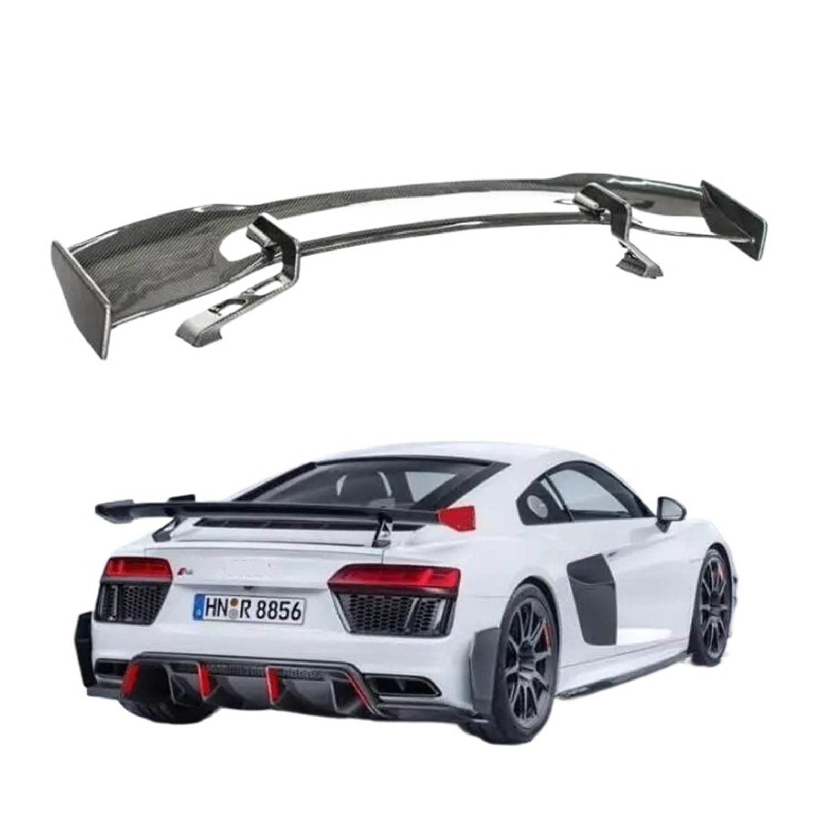 Carbon Fiber Auto Hinten Flügel Stamm Lip Spoiler Kompatibel for Audi R8 V8 V10 Coupe 2008-2020 Sport GT spoiler von EPNYWJTE