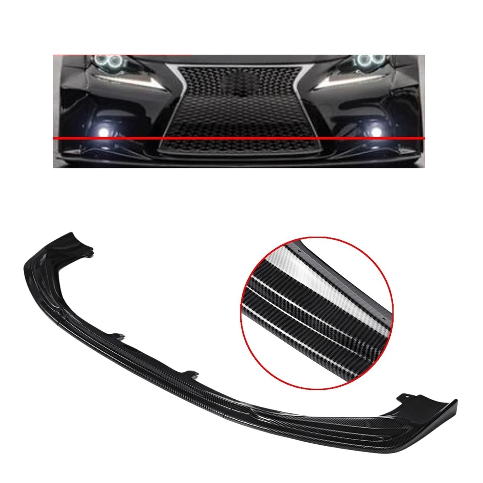 Frontstoßstangenlippe für Autos 3-teiliges Carbon-Faser-Auto-Frontstoßstangen-Splitter-Lippen-Diffusor-Spoiler Kompatibel for Lexus IS250 350 200T 300 AWD F-Sport 2014-2016 Body Kit(Carbon Fiber Look) von EPNYWJTE