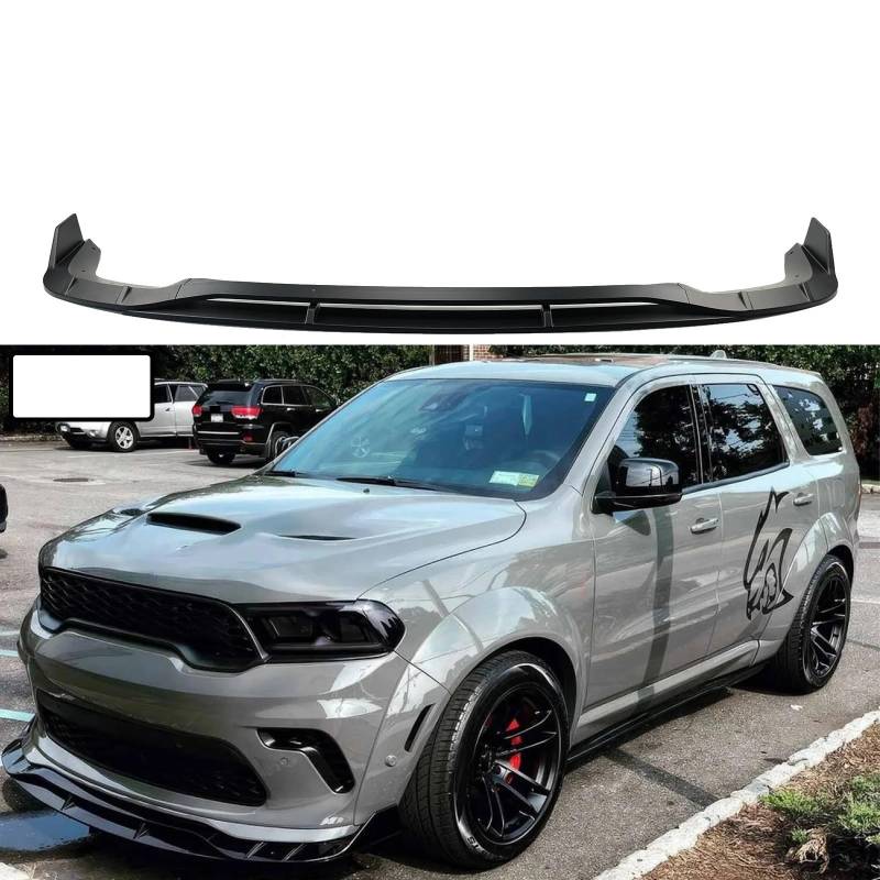 Frontstoßstangenlippe für Autos 4 STÜCKE Kompatibel for Dodge Durango SRT Hellcat 2021-2024 Auto Vorderen Stoßfänger Lip Dämon Stil Doppel Deck Splitter Spoiler Carbon Faser Stil(Glossy Black) von EPNYWJTE