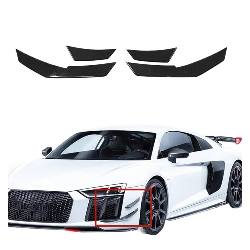 Frontstoßstangenlippe für Autos Carbon Fiber Car Front Splitter Side Air Vent Trim Spoiler Kotflügel Canard Autoteil Kompatibel for Audi R8 2 Türer 2016 2017 2018 2019 2020 von EPNYWJTE