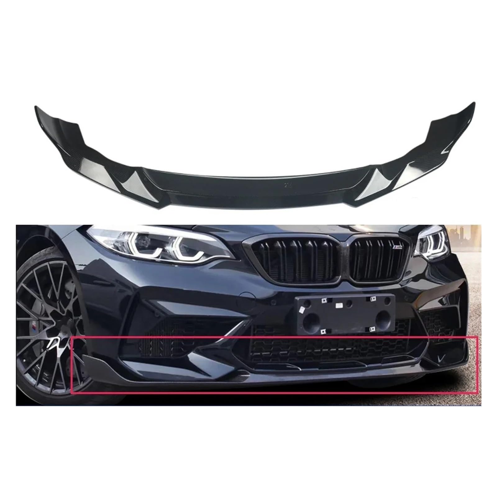 Frontstoßstangenlippe für Autos Carbon Fiber Look Front Stoßstange Lip Body Kit Spoiler Kinn Splitter 2016 + Kompatibel for BMW 2 Serie F87 M2 CS Stil zubehör von EPNYWJTE