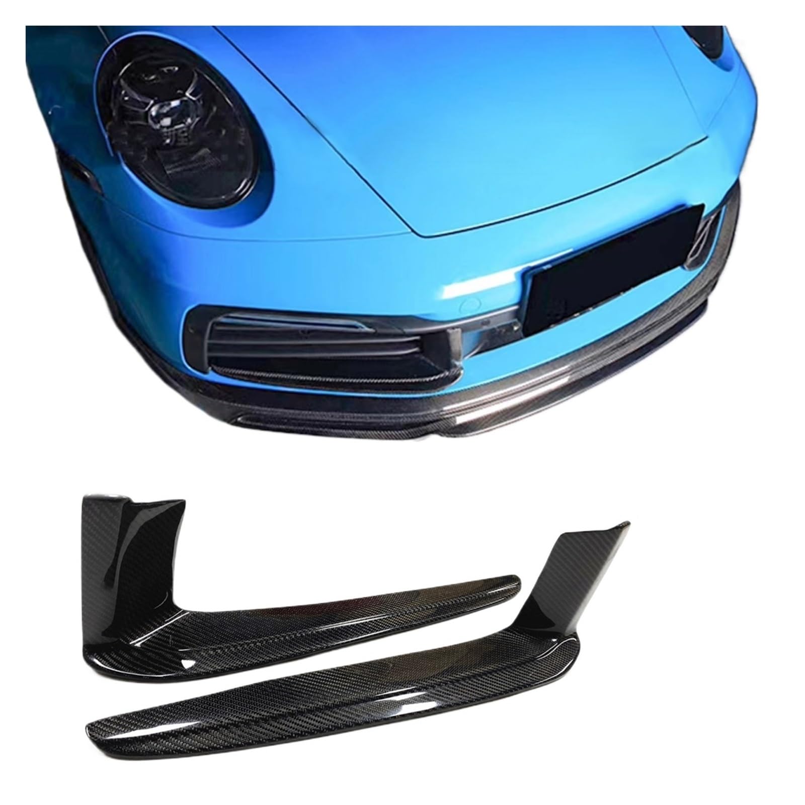 Frontstoßstangenlippe für Autos Carbon Look Auto Vordere Stoßstange Seite Licht Air Vent Trim Nebel Einlass Rahmen Spoiler Lippe Kompatibel for Porsche Carrera 911 992 2018-2022 von EPNYWJTE