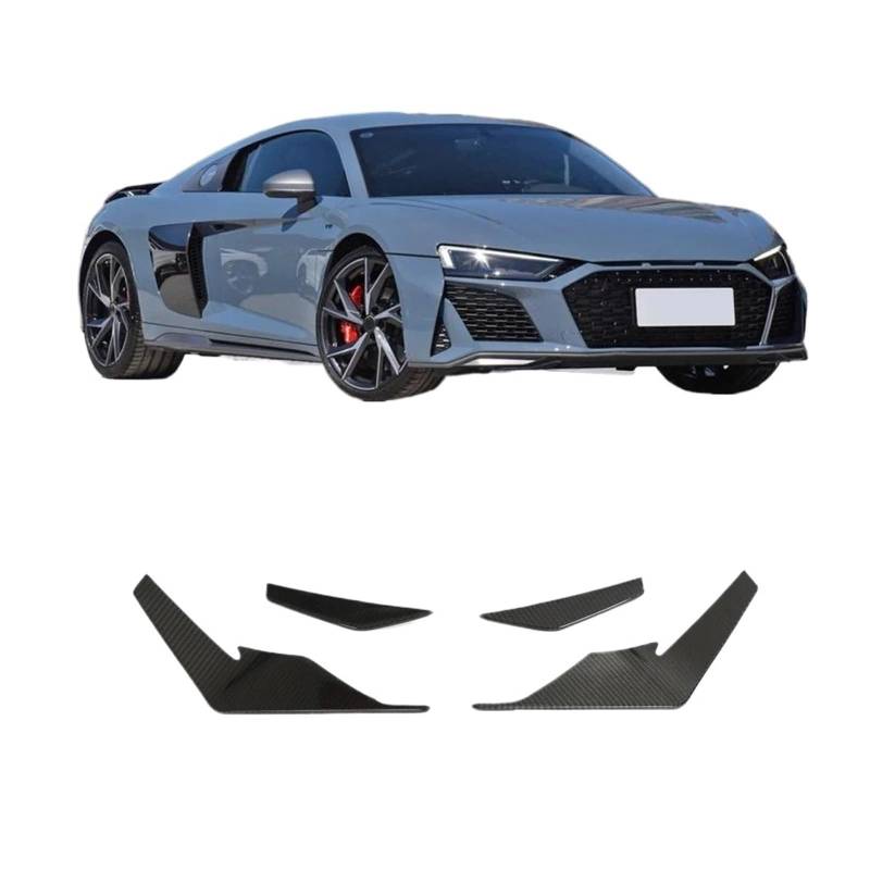 Frontstoßstangenlippe für Autos Dry Carbon Auto Front Stoßstange Zierleisten Canards Splitter Flossen Spoiler Kompatibel for Audi R8 V10 2023 4PCS Auto Aufkleber Canards von EPNYWJTE