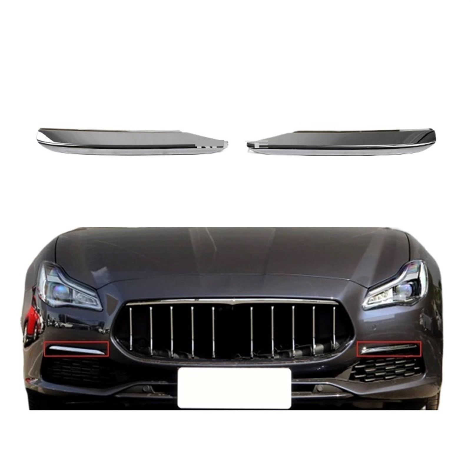 Frontstoßstangenlippe für Autos Frontgrill-Zierleiste for Stoßstange, kompatibel mit Maserati Quattroporte 2017–2022, Auto-Zubehör, Styling 673007201 von EPNYWJTE