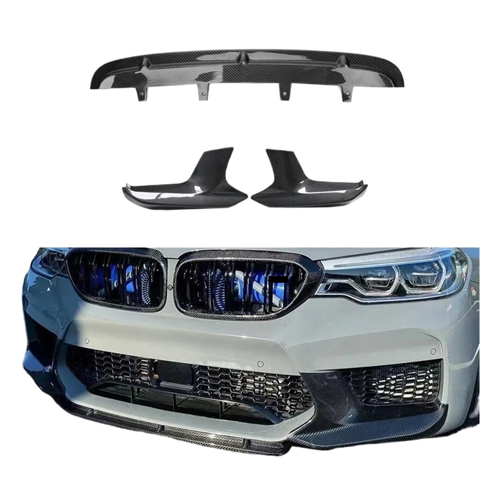 Frontstoßstangenlippe für Autos Kompatibel for BMW 5 Series G30 G38 F90 M5 Frontstoßstange Corner Wrap Dry Carbon Fiber Corner Wcrapping Kotflügel Body Kits Trim von EPNYWJTE