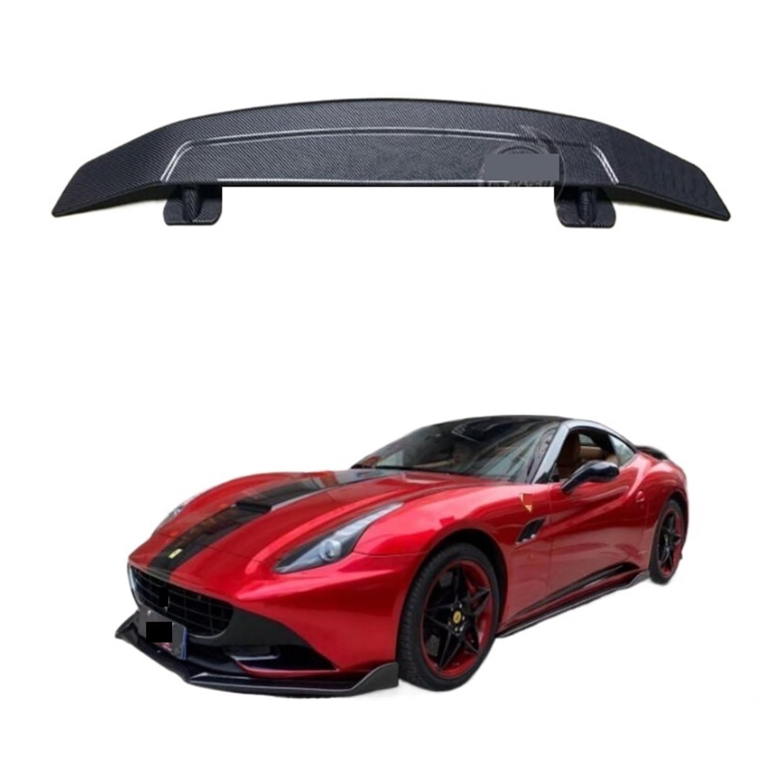 Frontstoßstangenlippe für Autos Kompatibel for Ferrari California 2008–2020, Kohlefaser-Stoßstangen-Frontlippe + Heckdiffusor + Seitenschweller + Spoiler + Motorhaubenschutz(Full set of) von EPNYWJTE