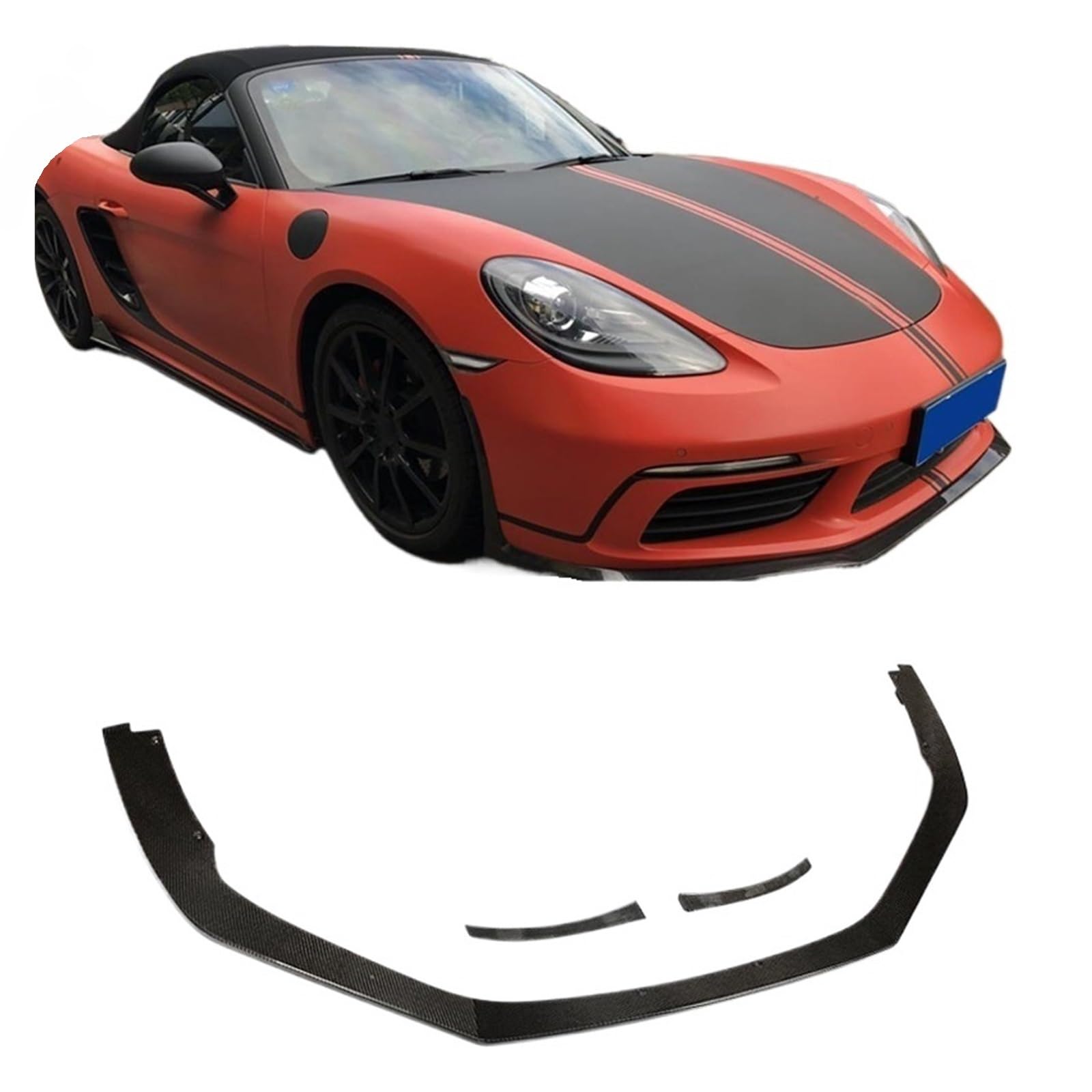 Frontstoßstangenlippe für Autos Kompatibel for Porsche 718 Cayman Boxster Base S Coupe Cabrio 2 Tür 2017 2018 Auto Lip Carbon Fiber Front Bumper Lip Spoiler Splitter von EPNYWJTE