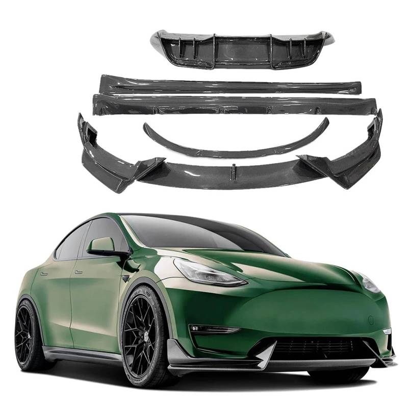 Frontstoßstangenlippe für Autos Kompatibel mit Tesla Model Y AD Style Body Kits Carbon Fiber Front Lip Heckdiffusor Seitenschweller Spoiler Body Kit Zubehör von EPNYWJTE