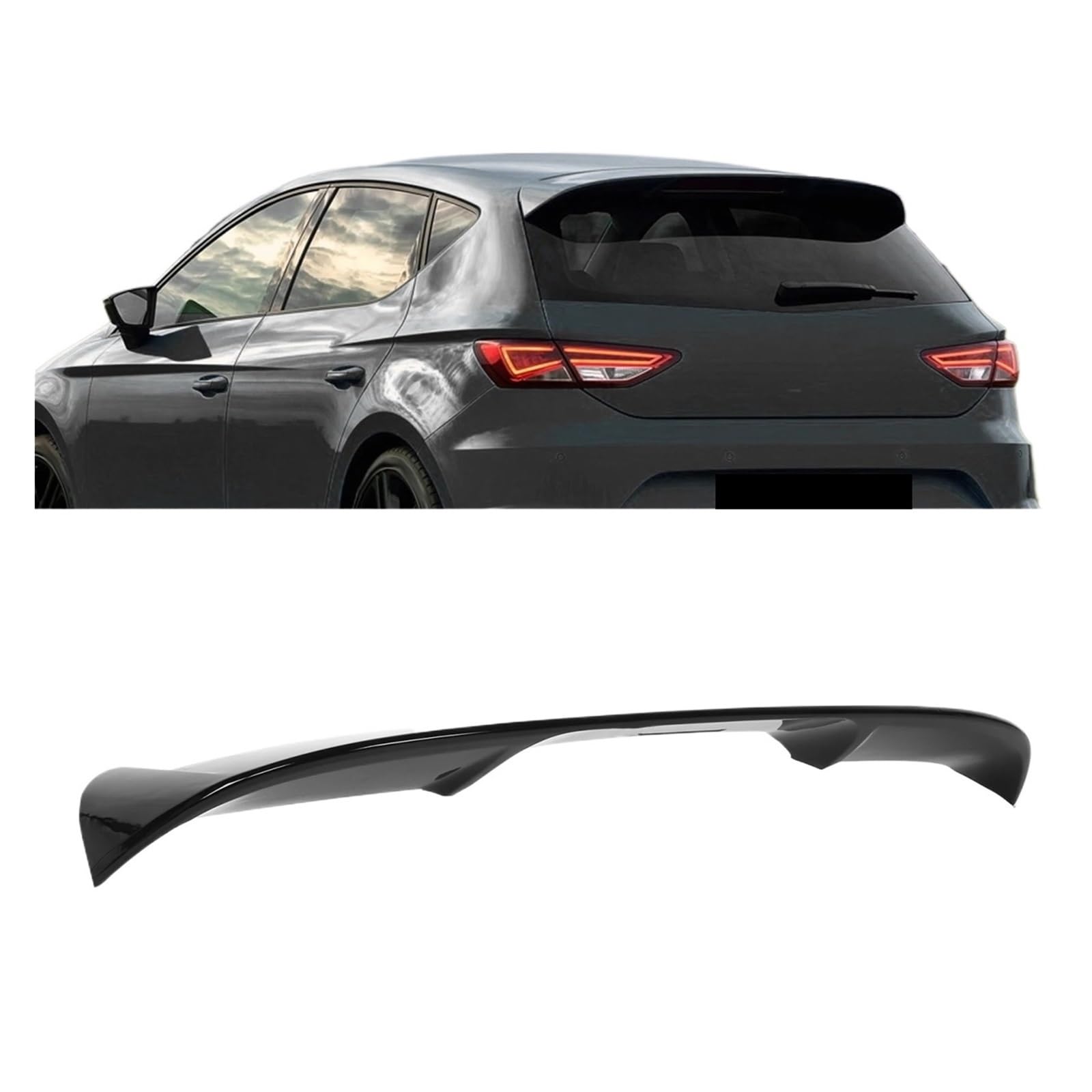 Glänzender schwarzer Dachheckspoiler, kompatibel mit SEAT Leon 5F Mk3 5-Türer 2013–2020. Spoilerflügel. Dachheckspoiler for Sitzhinterdachflügel von EPNYWJTE