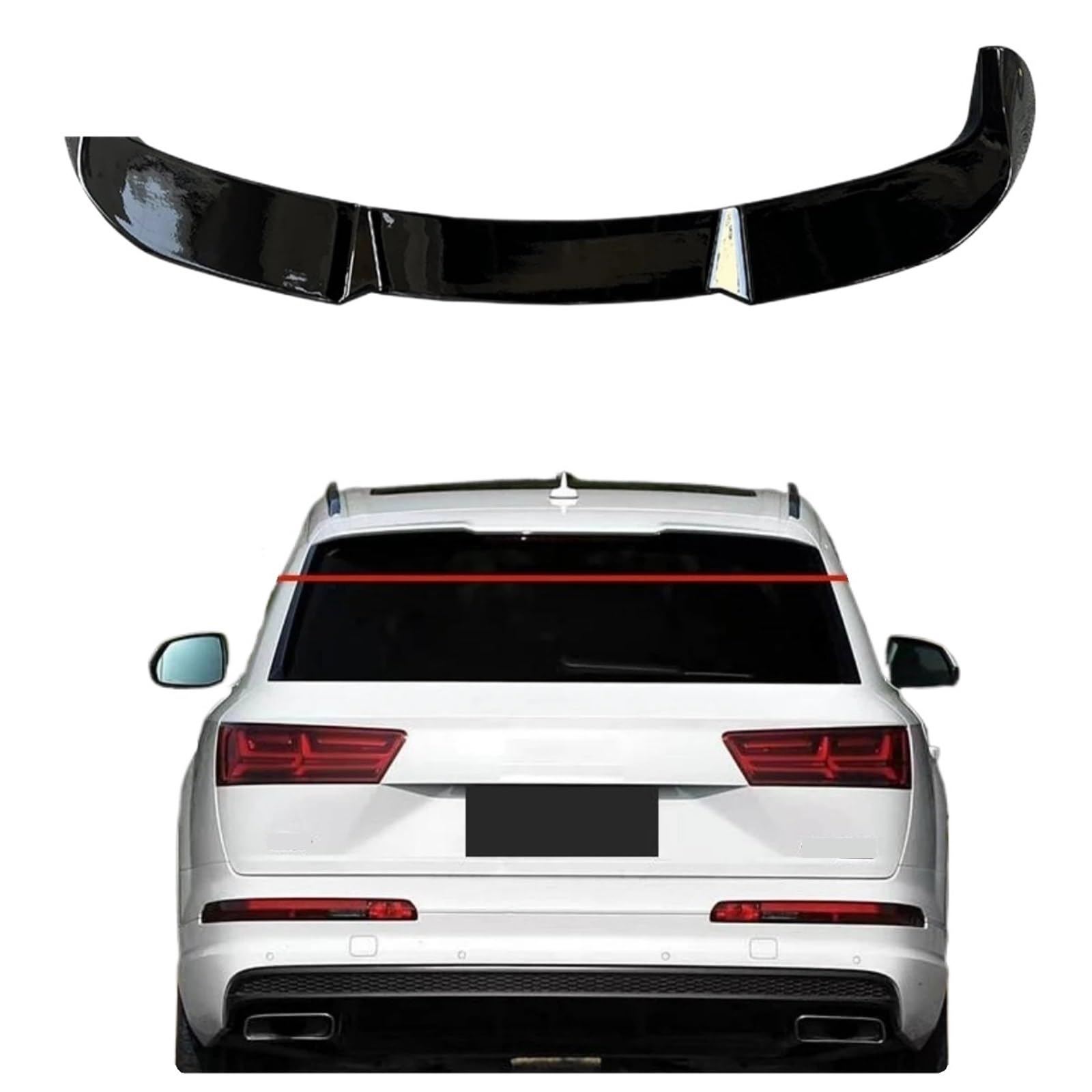 Heckdachspoiler, Oberer Flügel, Kompatibel For Audi Q7 2016–2019, Auto-Heckflügel, Spoiler, Splitter, ABS, Glänzend Schwarz, Auto-Styling-Zubehör(Carbon Look) von EPNYWJTE