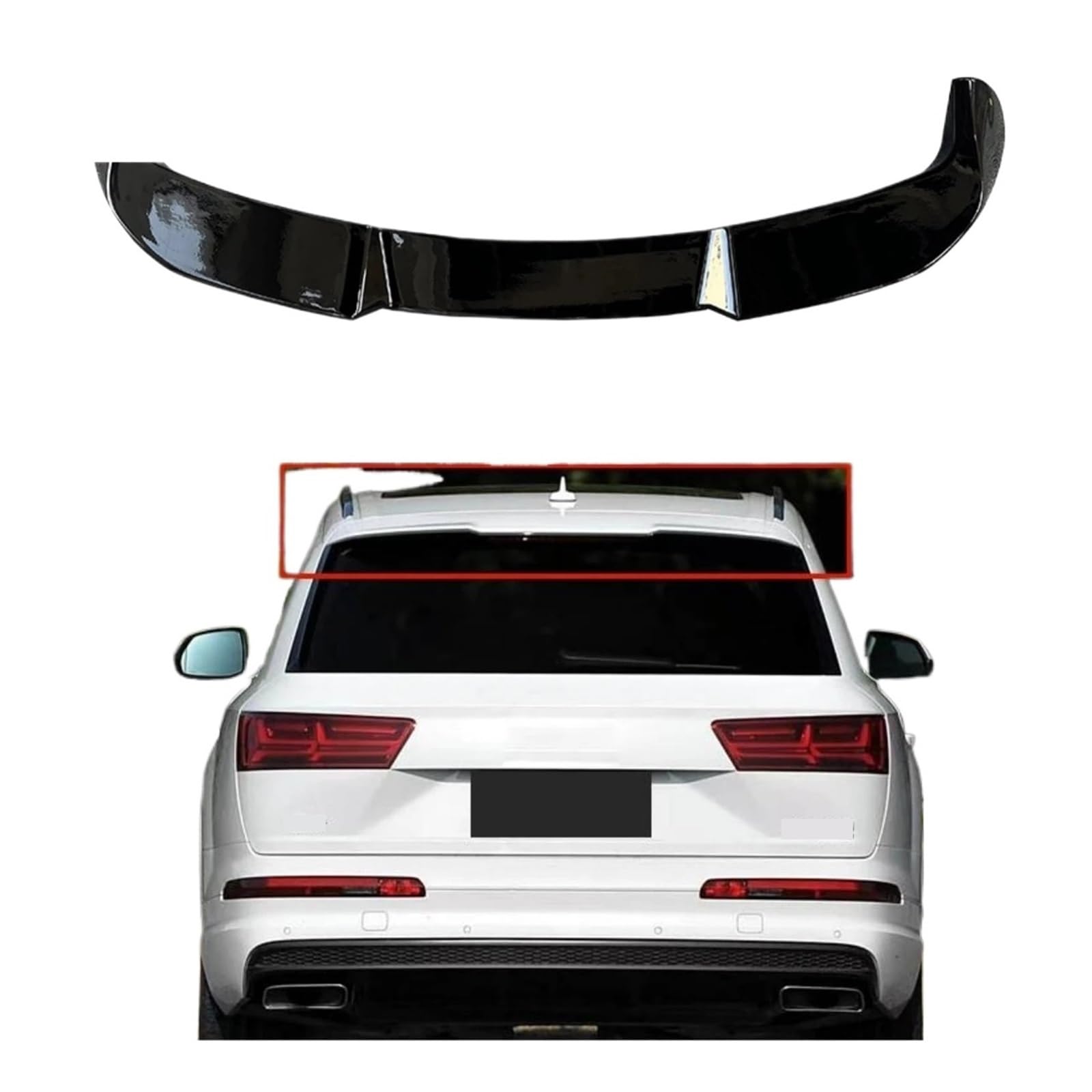 Heckdachspoiler, oberer Flügel, kompatibel for Audi Q7 2016–2019, Auto-Heckflügel, Spoiler, Splitter, ABS, glänzend schwarz, Auto-Styling-Zubehör(Carbon Look) von EPNYWJTE