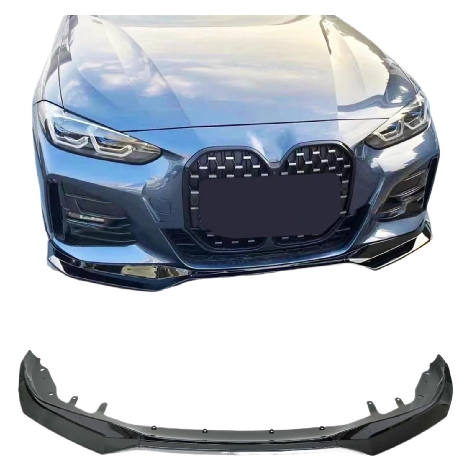 Heckflügel Auto Front Stoßstange Splitter Lippe Kompatibel for BMW 4 Serie G22 G23 M440i M440d 430d 430i 2020-2023 Sport diffusor Spoiler Stoßstange Deflektor(Carbon Fiber Look) von EPNYWJTE