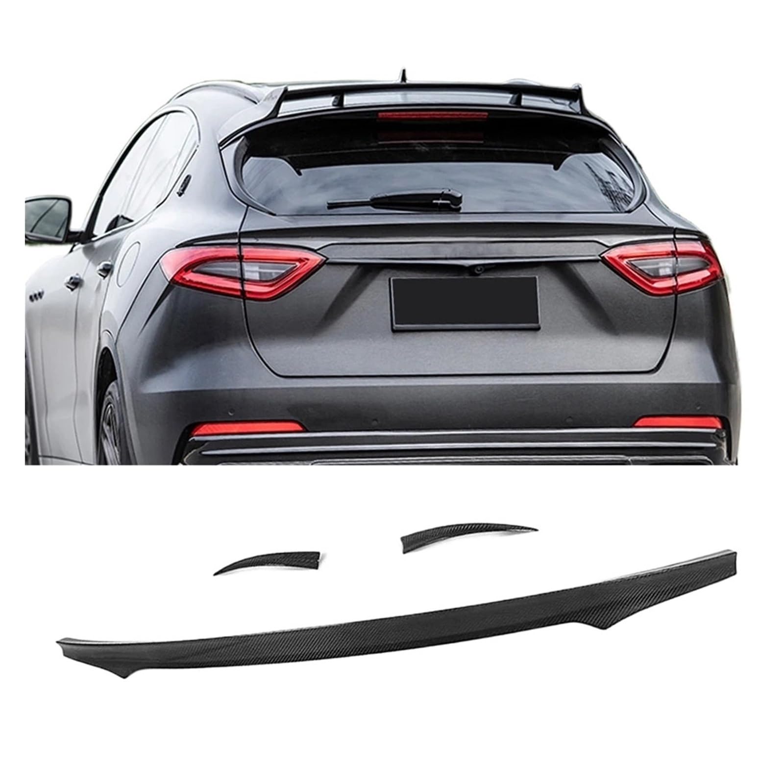 Heckflügel Heck-Mittelkofferraum-Spoiler, Kofferraum-Lippenflügel-Spoiler, kompatibel for Maserati Levante 2016–2019, Kohlefaser-Heckkofferraum-Boot-Lippenflügel-Spoiler von EPNYWJTE