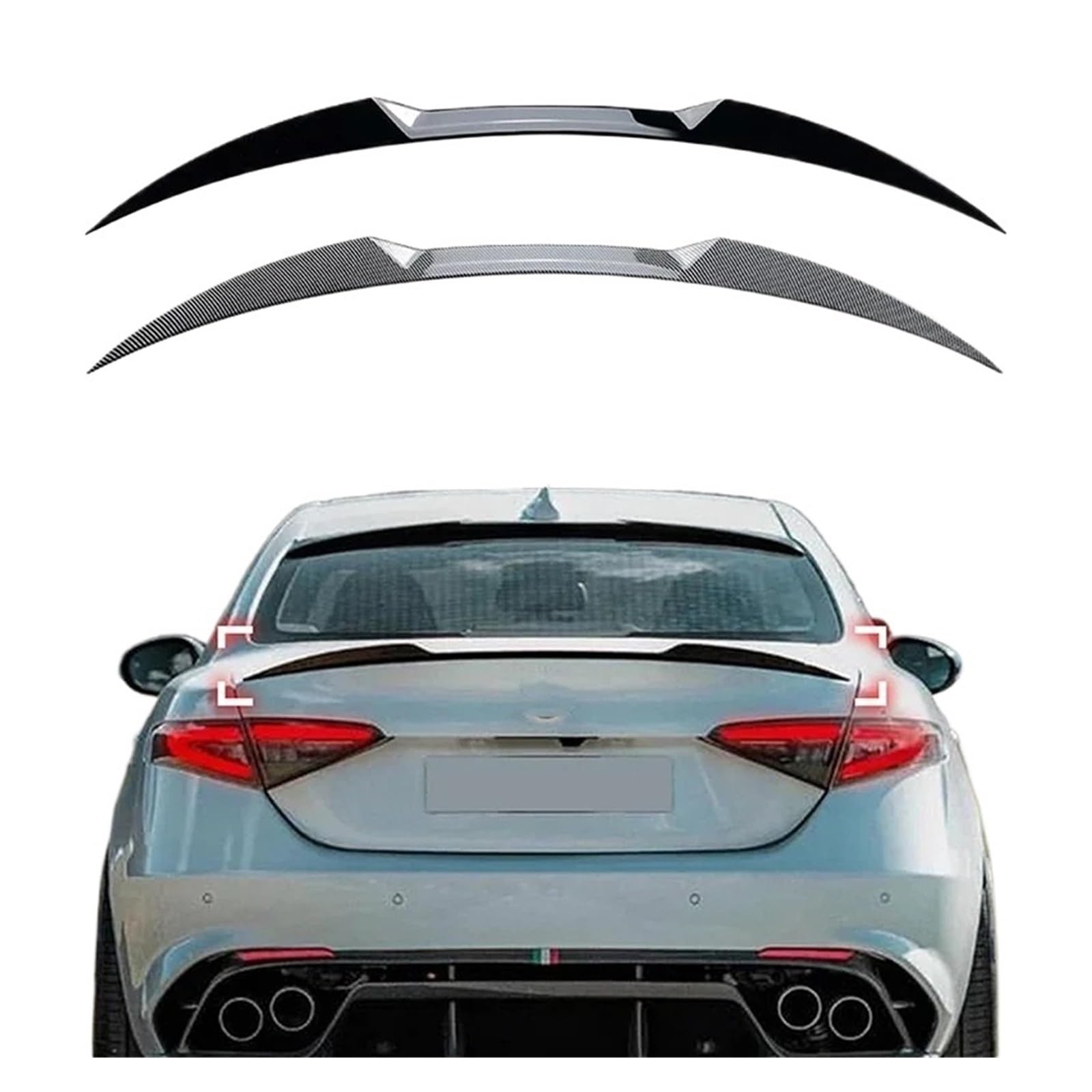 Heckflügel Heckklappen-Spoilerflügel, kompatibel for Alfa Romeo Giulia Limousine 2015–2023, Carbon-Look/Glanzschwarz, Heckklappen-Splitterlippe, ABS-Kunststoff(Carbon Pattern) von EPNYWJTE